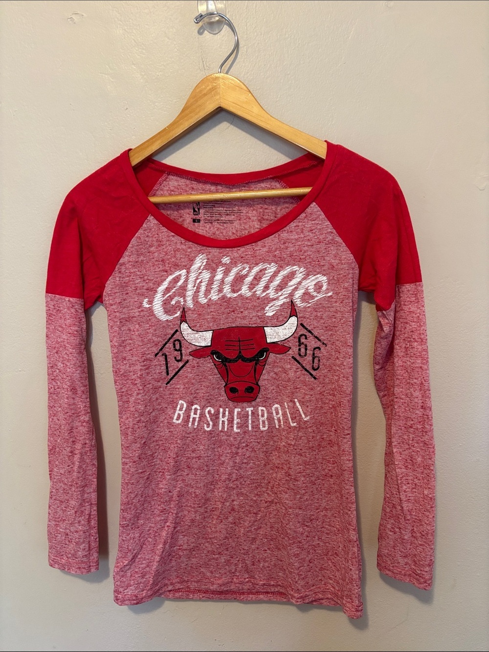 NBA Chicago Bulls Red and Heathered Red Long Sleeve Tee